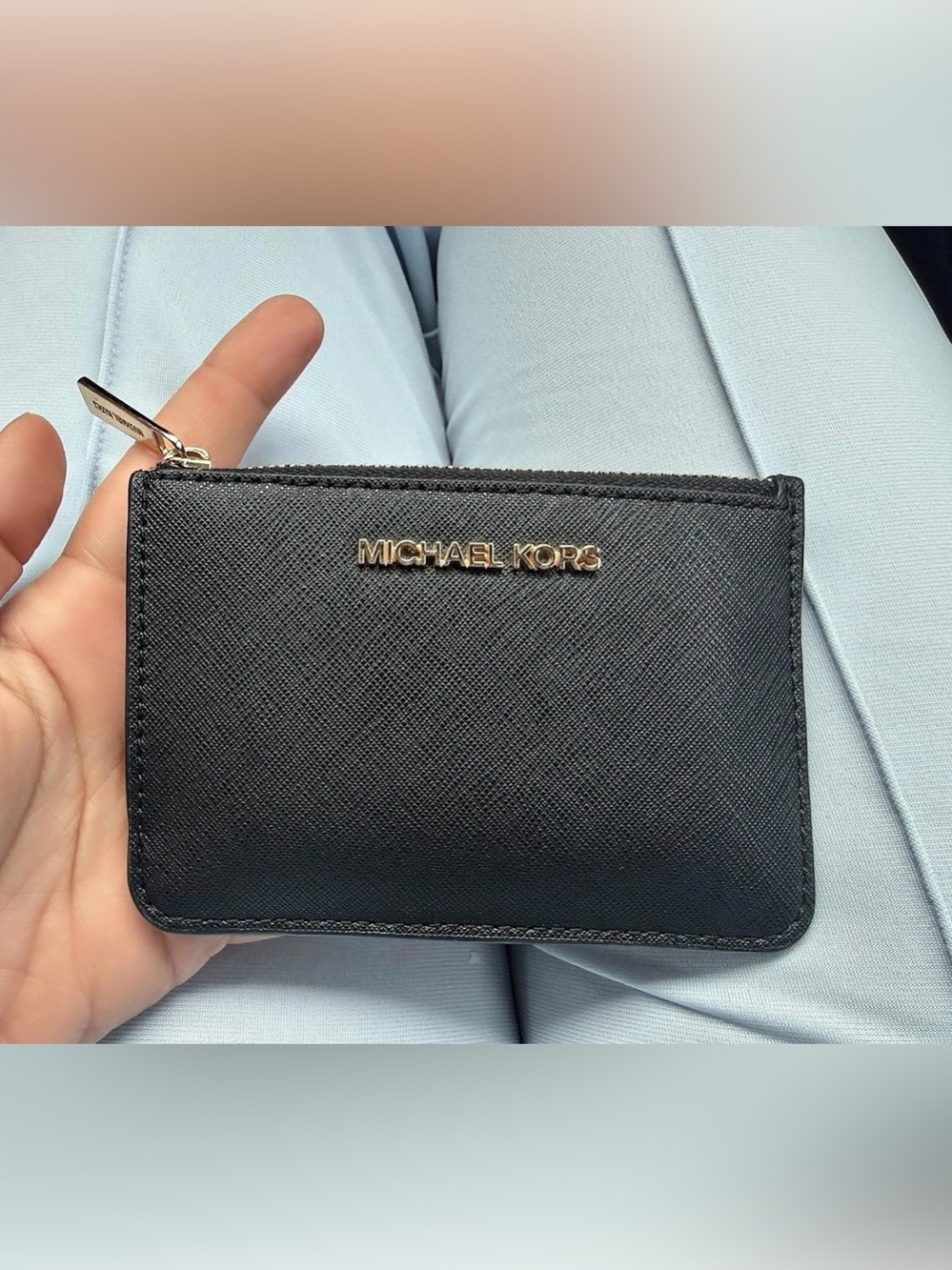 Michael Kors Jet Set Travel Small Saffiano Leather Coin Pouch Black wallet